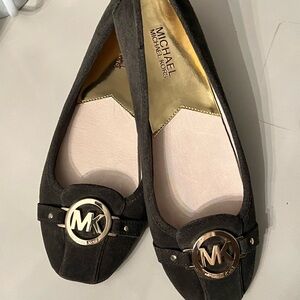 Michael Kors Black Loafers with Gold Emblem